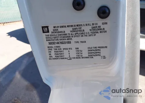 2006 Chevrolet Silverado 1500 Work Truck из США, поврежденный, VIN 3GCEC14X76G231959